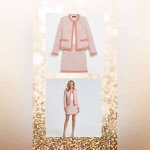 ZARA Confetti Tweed 2-Pc Suit Set Skirt Jacket Pink S Barbiecore